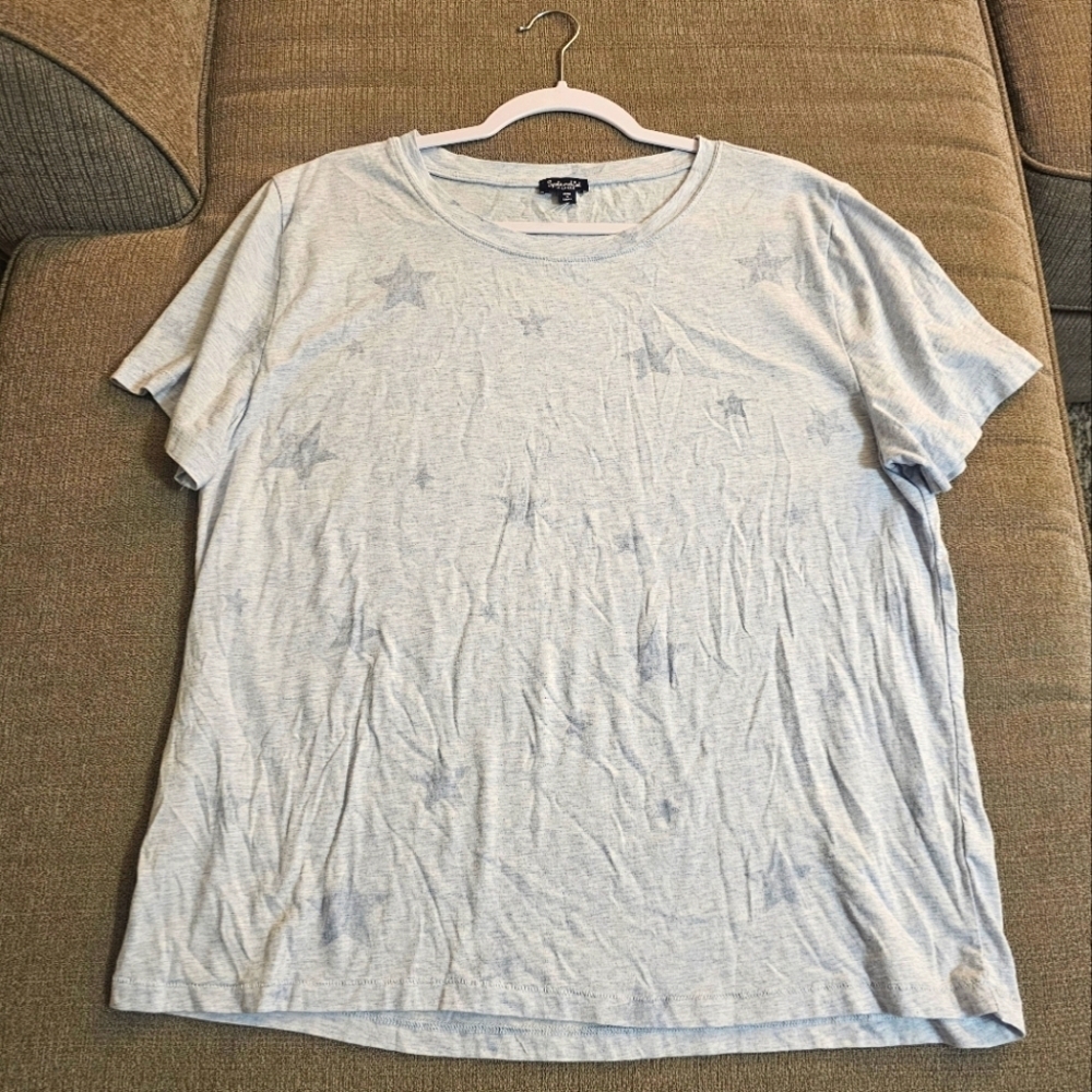 Splendid Light Blue Star Modal Blend Casual Relaxed Top Shirt Size XXL